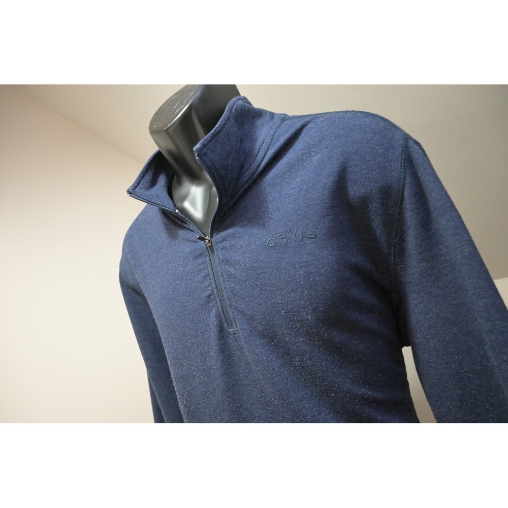 Orvis Pullover Sweater Mens Large Blue Quarter Zip Long Sleeve Excellent